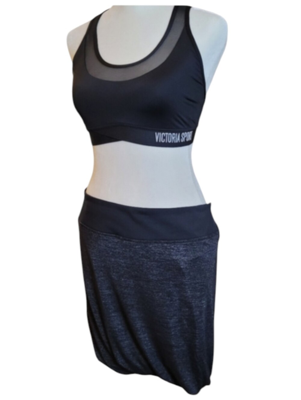 Athleta Twist It Space Dye Bubble Mini Skirt Black Gray Ruched M - Picture 6 of 14